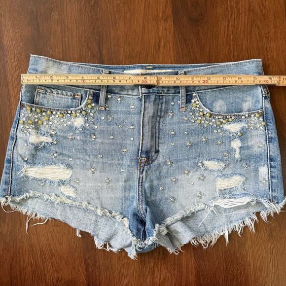 Abercrombie & Fitch Y2K Rhinestone Beaded Mini Shorts Festival Boho Sz 6/28 - Picture 3 of 5